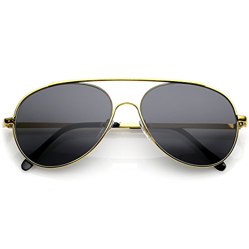 zeroUV - Classic Crossbar Slim Metal Arms Teardrop Lens Aviator Sunglasses 55mm