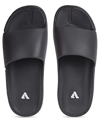 Image of Aqualite Men's Slides Slippers | Slip-On Flat Base Flipflop for Men | Anti-Skid Sole, Lightweight & All-Day Comfort | Casual Home & Outdoor Sandal for Men