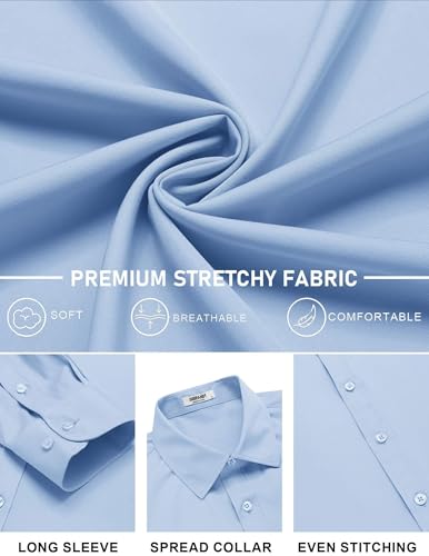Image of COOFANDY Mens Stretch Dress Shirts Long Sleeve Button Down Shirt Regular Fit Formal Business Shirts