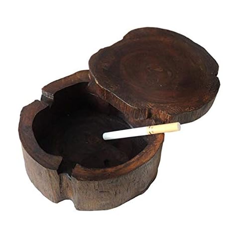 Kreativer Aschenbecher aus Holz mit Deckel außen Cover