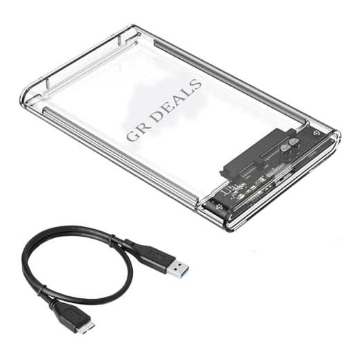 Image of 2.5 Inch SATA to USB 2.0 Micro B HDD Solid State Disk Enclosure Home Office Desktop PC ABS Plastic Hard Drive Case Computer Accessories Transparent