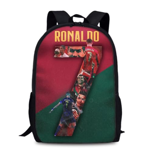 Xpialong #7 Ronaldo Kids Backpack School Shoulder Bag Large Capacity Teen Travel for Boys Girls (Black 1)