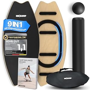 NEOLYMP Balance Board Holz – Gleichgewichtstrainer für Erwachsene & Kinder – rutschfest & bis 210 kg belastbar – 7 Schwierigkeitsstufen – Magnetisch einstellbar – Surfboard Wackelbrett