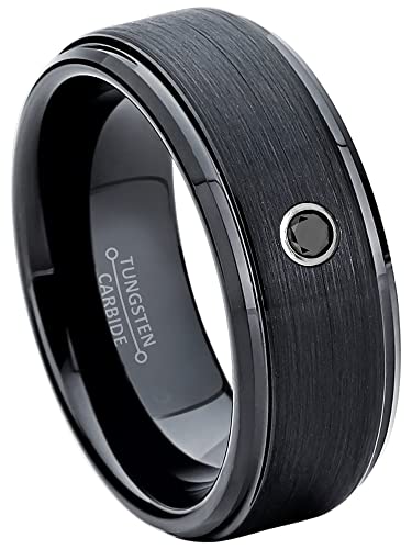 Jewelry Avalanche 0.05ctw Black Diamond Tungsten Ring - 8mm Comfort FIt Black Tungsten Carbide Wedding Ring Mens Anniversary Band -#658s9.5