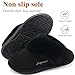jiajiale Women's Arch Support Memory Foam Slippers Orthotic Plantar Fasciitis Slip On Suede Ladies Scuff Slipper Cozy Fuzzy Shearling Winter House Shoes Indoor Outdoor Black Size 8.5