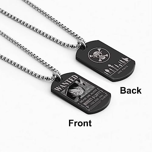 Anime One Piece Wanted Poster Pendant Necklace Stainless Steel Chain Manga Necklaces Dog Tag Jewelry for Men Boyfriends Christmas Gifts2