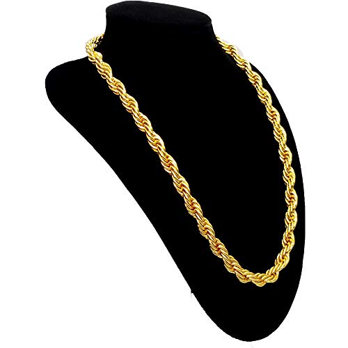 TUOKAY Sparkling Big Gold Rope Chain for Men and Women 11mm Thick Heavy Huge Faux Gold Rope Chain Costume Necklace for Rapper Rap Gangsta3