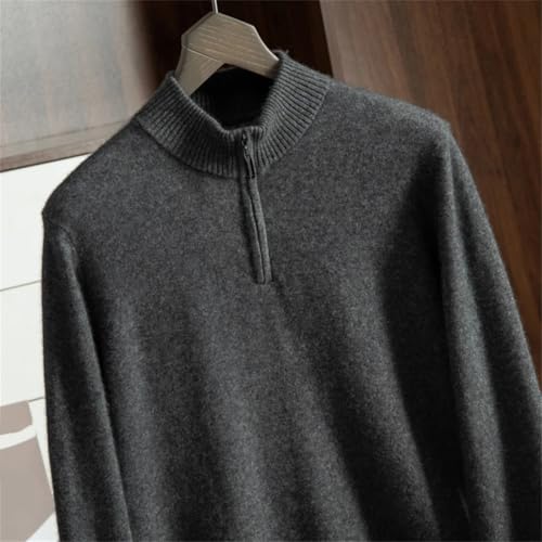 Zipper Sweater for Men Fall Winter Mock Neck Knitted Casual Office Soft Warm Solid Cashmere Pullover Sweater3