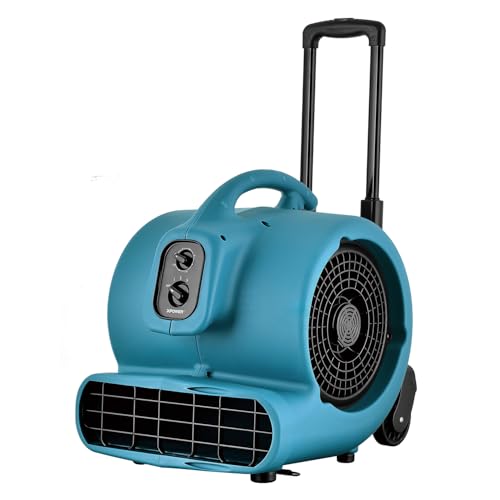 XPower Módulo centrífugo de aire, secadora de alfombras, ventilador de suelo, soplador, apilable, cadena de margaritas, para restauración de daños por agua, limpieza, fontanería, uso doméstico (azul