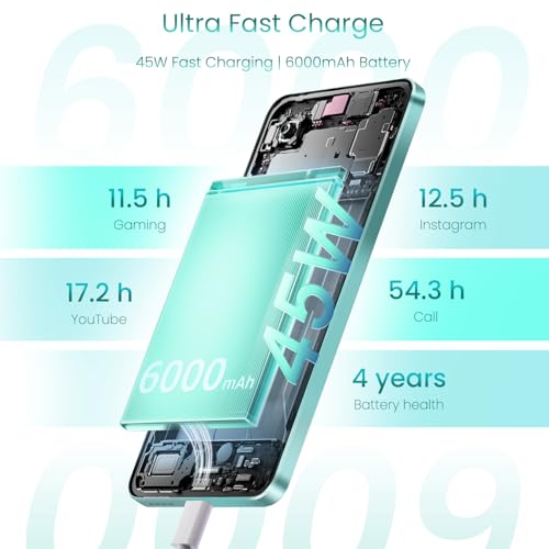 Image of realme 14T 5G Smartphone 8+256GB Green, 6.67-inch Screen, 120Hz Display, 6000mAh Battery, 68MP Camera, MediaTek Dimensity 6300, IP69