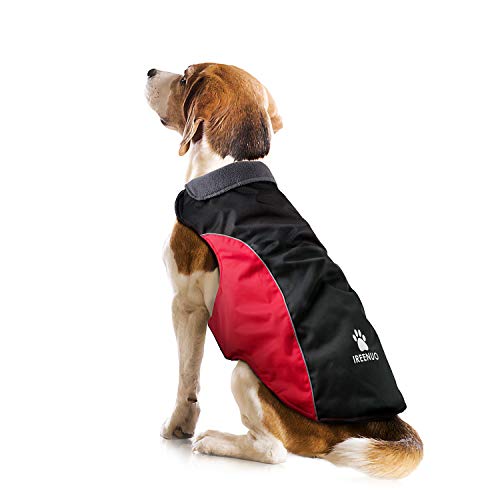 IREENUO Manteau Chien, Imperméable Manteau Hiver pour Chien Petits Moyenne Taille, Chien Veste Chaude avec Polaire Doublure & Sécurité Réfléchissantes Bandes