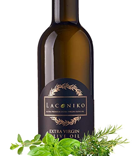 Basil Infused Laconiko Ultra Premium Extra Virgin Olive Oil 12.7 OZ | Cold Pressed | From Greece | Award Winning Producer