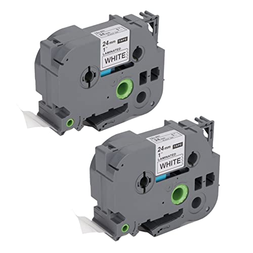 ���x�����[�J�[�p�e�[�v 24mm×8m �u���b�N on �z���C�g�ATZe 651 �����p���t�B�� PT-E100 PT-D210�p�A�C���N���ψ�ɐ��ݍ��ރX�}�[�g�Z���V���O�h�����x���e�[�v�ŋ��͂Ȑڒ��� (2����z���C�g�{�b�N�X)