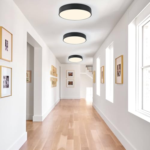 Image of 3-Light Modern Black Flush Mount Ceiling Light 15.8 Inch