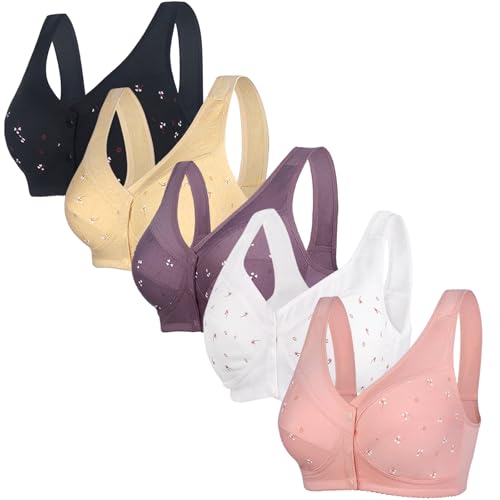 Daisy Bras for Older Women Comfort Soft Breathable Bra Wireless Front Closure Bras