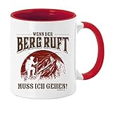 KMC Austria Design Tasse Kaffeebecher mit Motiv für Bergsteiger Gipfelstürmer und Wanderer Höhe: ca. 9,7 cm, Ø ca. 8,2 cm Material: Keramik Füllmenge: 300 ml Tasse im Geschenkkarton (Rot)