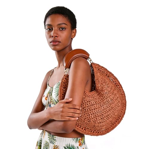 Bolso Hobo de Paja para Mujer estilo Media Luna miniatura 2