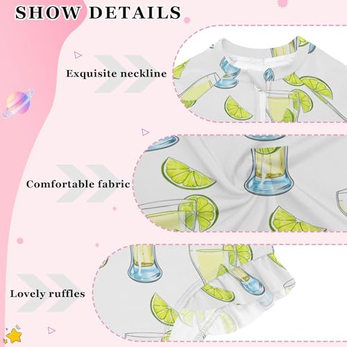 Lemon Juice Drink Girls Long Sleeve Rashguard Swimsuit UV Protection One-Piece Swimwear Bathing Suit B04046994