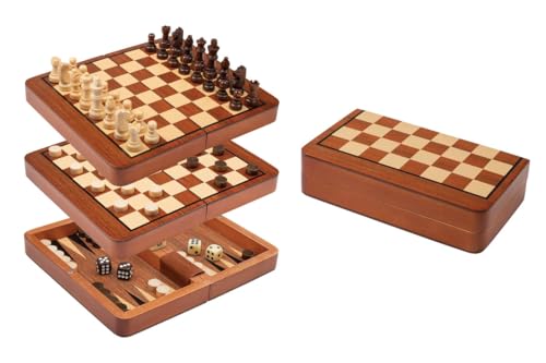 Philos 2517 - Reise-Schach-Backgammon-Dame-Set, magnetisch, Feld 18 mm, Königshöhe 37 mm