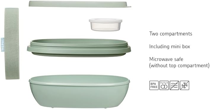 MEPAL, Duo-Lunch Box with Two Compartments for Food Storage, Plus a Detachable Mini Box, Portable, BPA Free, Nordic Denim, Holds 1425ml|48.2 oz, 1 Count, RST76400ND, 22.5x17.5x7.5 cm