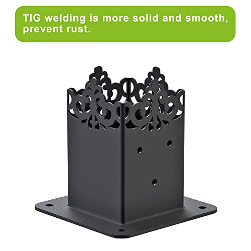 Insaga 4x4 Post Base 4PCS, Thick Steel 4x4 Post Bracket, (Inner Size 3.6'' x 3.6'') Pergola Bracket 4x4 with Coating, 4x4 Fence Post Anchor Decorated Deck Post Base, Deck Railing by Insaga - Used condition - Image 2