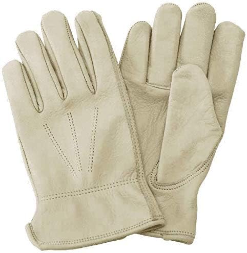 Kent & Stowe Luxury Leather Weather Resistant Gardening Gloves Mens - Medium, Creme, M (Pack of 2)