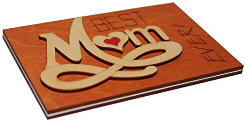 Real Wood Best Mom Ever Forever Love Inspiring Greeting Card Novelty Birthday Gift Get Well Thank You Wooden Present For Mommy Step God Mother From Baby Husband Son Daughter Child E #TOP4