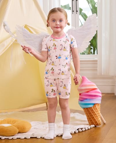babee Reshinee Bamboo Viscose Toddler Girls Kids Pajama Sets Short Summer Cool Snug fit Sleepwear Pjs 2pcs Set 6-7Y — view 2