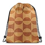 Bolsa de viaje con cordón para gimnasio, para mujeres, hombres, niños, diseño abstracto de tablones de roble con líneas de azulejos y curvas ovaladas