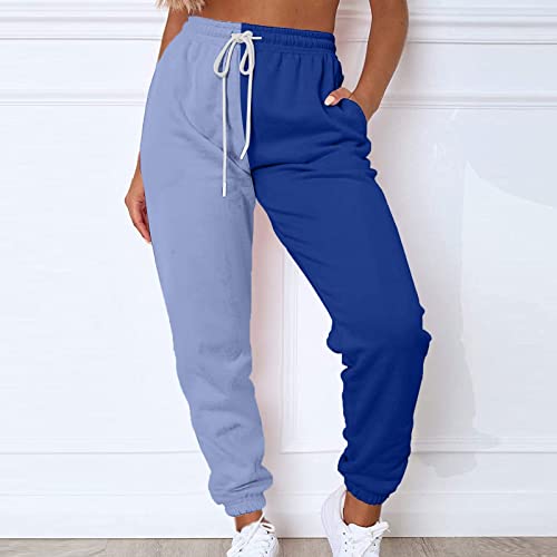 Fleece Straight Leg Sweatpants for Women Elastic High Waisted Joggers with Pockets Lightweight Cinch Bottom Trousers3