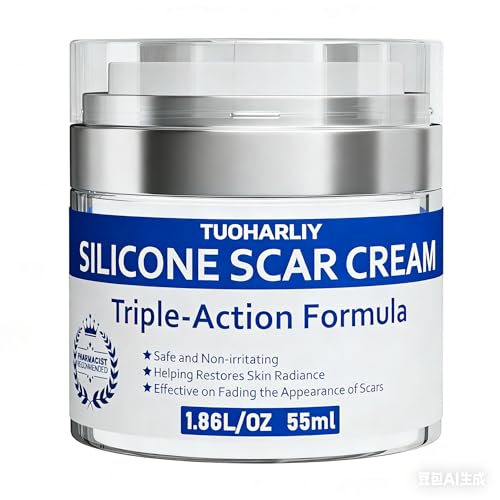 Scar Cream, Silicone Scar Gel, Advanced Scar Removal Cream for Surgical Scars, Stretch Marks, Injuries, Burns and Acne, Sensitive Skin, Old and New Scars, 1.86 fl/oz(55ml)