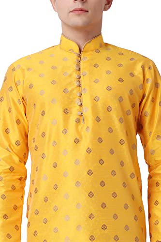 Image of Royal Kurta Men's Silk Blend Printed Kurta Dhoti Set