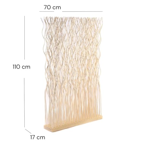 CREEDWOOD RAUMTEILER Kinki | 110x70x17cm(HxBxT), Weidenholz | Zweig Raumtrenner, Paravent, Deko Stellwand, Mobile Trennwand, Weiden Dekoelement, gewellter Sichtschutz | Farbe: geblichen
