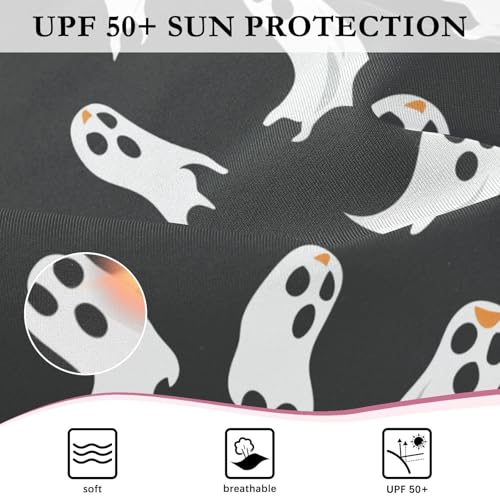 CaTaKu Girls One Piece Swimsuit Ghosts Funny Black Toddler Bathing Suit Long Sleeve UPF 50+ Rash Guard Swimwear 3-12Y4