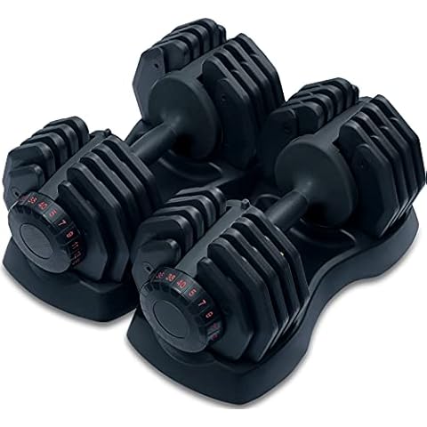 Strongology Adjustable Smart Dumbbell 5kg to 40kg Pair Home Fitness Training Weights Black Cover