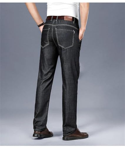 Men's Luxury Jeans Summer Cotton Straight Denim Pants Business Casual Work Office Trousers Plus Size4