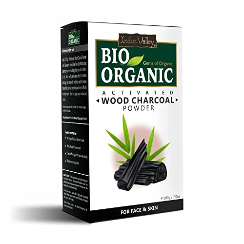 Indus Valley BIO Organic 100% Natural Halal Certified Activated Charcoal Powder for Ideal Skin Removes Dead Skin Impurities Detoxifies Skin 100gm