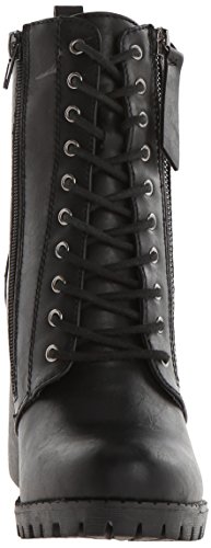 Soda Malia Round Toe Stacked Lug Heel Lace Up Ankle Booties2
