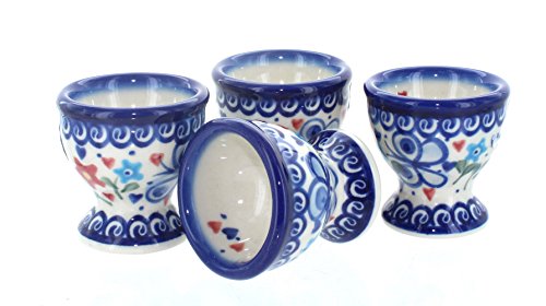 Blue Rose Polish Pottery Butterfly Egg Cup Set