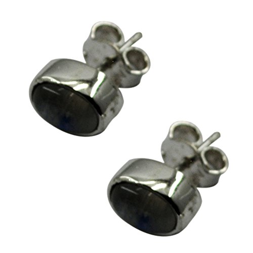 Boucles d'oreilles Pierre de Lune véritable en argent 925 pour femme avec fermoir poussoir