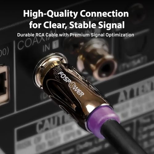 Image of FosPower 35FT RCA Subwoofer Audio Cable S /PDIF 24K Gold Plated Male to Male | Heavy-duty RCA to RCA subwoofer cable featuring 24K gold-plated connectors, dual shielding & corrosion resistance.