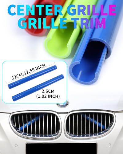Image of Grill Inserts Trims for BMW 1 2 3 4 5 6 7 Series, Compatible with BMW V Brace Wrap Covers Grill Stripes Grille Inserts Stripes Wrap (Blue, F10 F48)