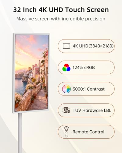 Image of KTC MEGAPAD 32 Inch 4K Smart Portable TV on Wheels,16G+256G Storage, Android OS EDLA Certified, Four 8W Speakers, Built-in Battery&Camera, Voice Remote, UHD Touch Screen with Rolling Stand, A32Q7 Max