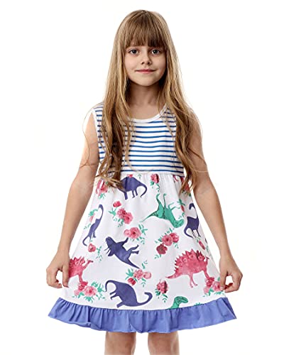 Honglang Vestido de verano para niña pequeña, sin mangas, de algodón, casual, con flores, para player, falda Cover
