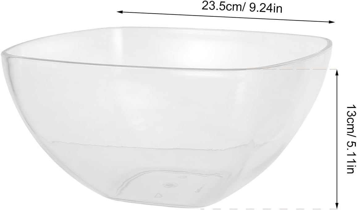 Acrylic Salad Bowl for Fruit, Square Dessert Serving Dish