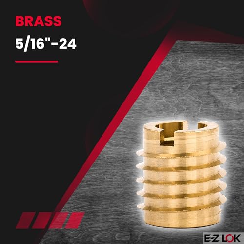 Image of E-Z LOK Knife Threaded Insert for Hard-Wood, Brass Thread Inserts 5 /16-24 Internal Threads, 0.625 inch Length Pack of 10