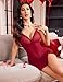 Avidlove Lingerie for Women Sexy Babydoll Lingerie Sheer Mesh Bodycon Mini Night Out Club Dress Side Slit Wine Red L