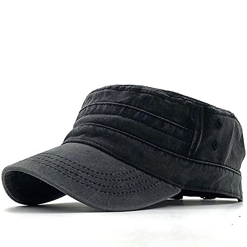 ShFhhwrl Casquette De Baseball Casquette Simple 100% Coton Chapeau Haut De Forme Plat pour Homme Casquette D'Extérieur Vintage 54-60Cm Noir Cover
