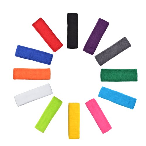 COSMOS 12 PCS Different Color Cotton Sports Basketball Headband /Sweatband Head Sweat Band/Brace