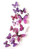 Wandtattoo, 12 Stück Aufkleber Wandaufkleber Home Dekorationen 3D Schmetterling Regenbogen Wandaufkleber Abnehmbare Wandaufkleber Professionelles Design